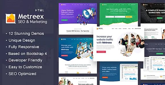 SEO & Digital Marketing Agency  Landing Page Template - Metreex