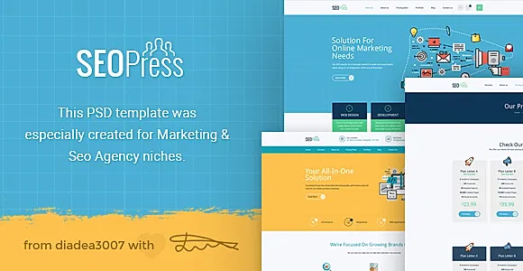 SeoPress - Digital Marketing Agency PSD Template