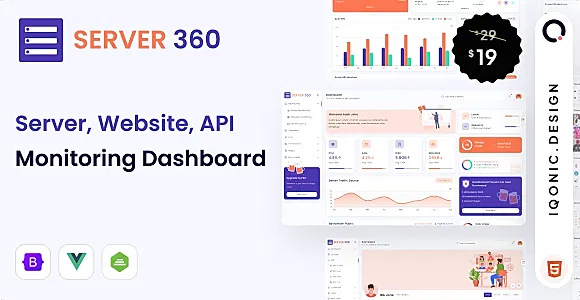 Server360 - Server Monitoring Admin Dashboard (VueJS, HTML)