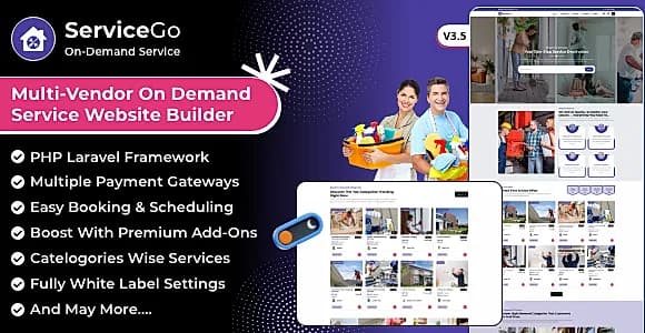 ServiceGo - Multi Vendor On-Demand Service & Handyman Booking Marketplace