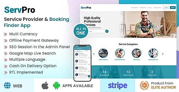 Servpro - On-Demand Service Provider & Booking Application (Web, Android, iOS)