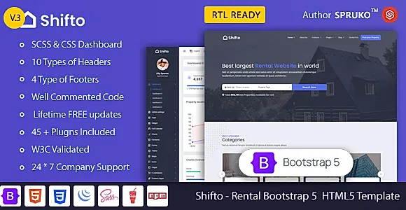 Shifto - Rental Listings Bootstrap HTML Template