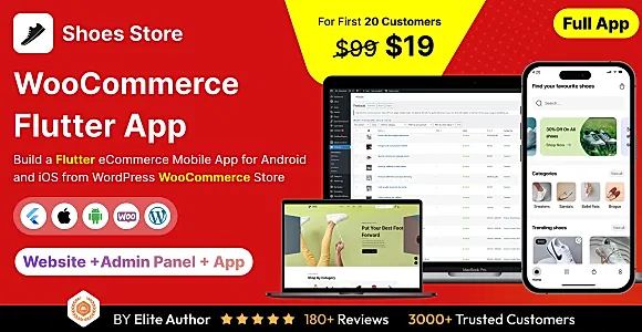 Shoes Store App - E-commerce Store app in Flutter 3.x (Android, iOS) with WooCommerce Full App