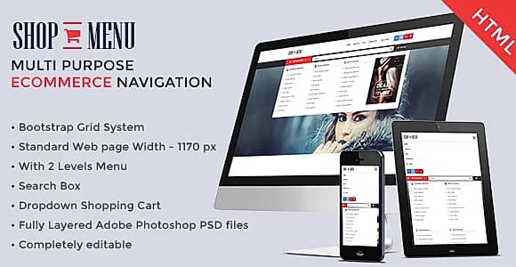 SHOP MENU -Creative e-commerce Bootstrap mega menu - HTML