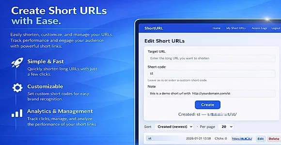 ShortURL Platform with QR Codes, Click Stats and CSV Export (Python, Django)