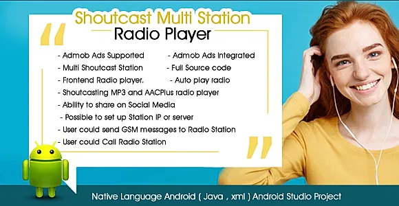 Shoutcast Multi Station Radio Player Android Admob Ads