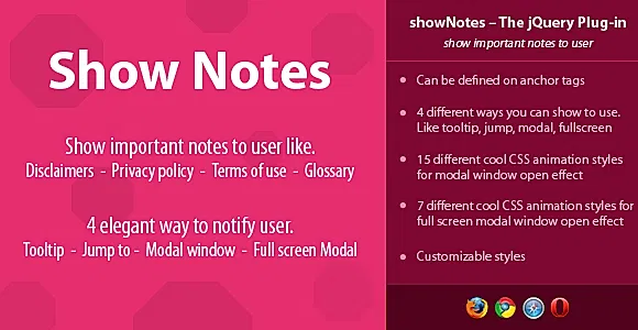 showNotes - show important notes to user