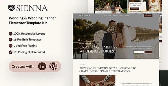 Sienna - Wedding Planner Elementor Template Kit