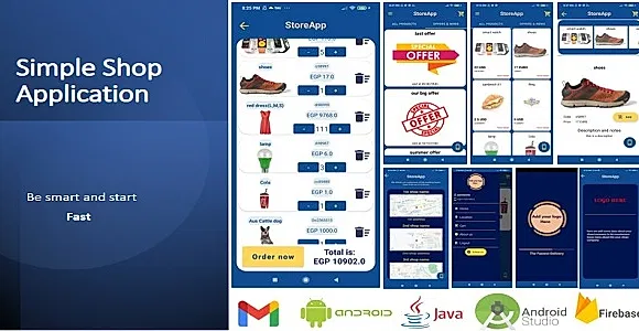 simple full shop/store eCommerce application with firebase backend