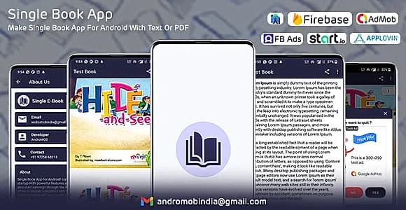 Single E Book App - Text or Pdf With Admin Panel