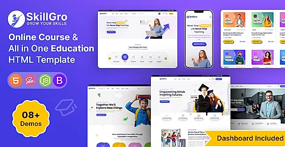 SkillGro - Online Courses & Education Template