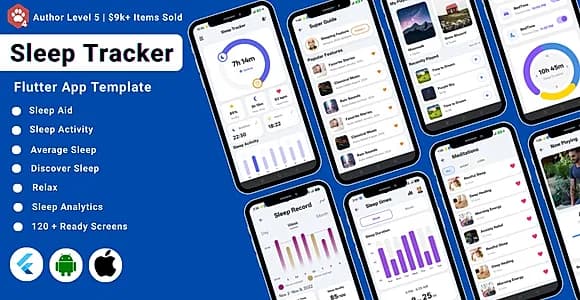 Sleep Tracker Flutter App UI Kit | Sleep Analysis & Wellness