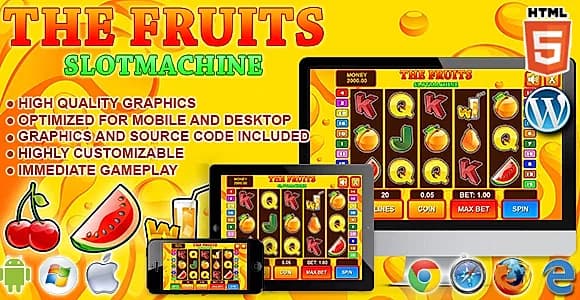Slot Machine The Fruits - HTML5 Casino Game