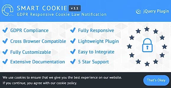 SmartCookie - GDPR Responsive Cookie Law Notification