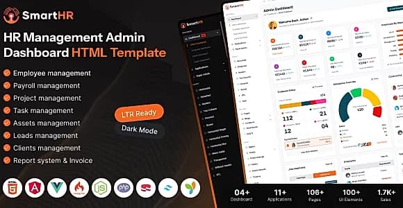 SmartHR - HR, CRM & Project Management Admin Dashboard Template (HTML, Vue, Angular, Node)