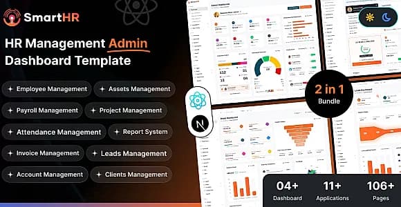SmartHR - HRMS, Payroll & Employee Management Admin Template (React + Next.js)