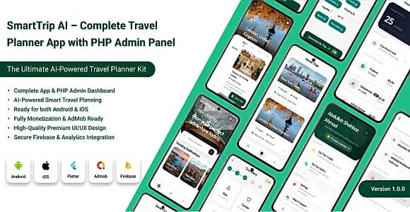 SmartTrip AI - The Ultimate AI Travel Planner & Trip Itinerary Generator (Flutter + PHP Admin Panel)