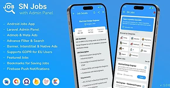 SN Jobs - Android Jobs App with Admin Panel