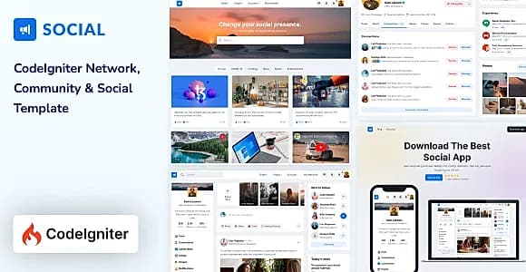 Social - CodeIgniter Network & Community Template