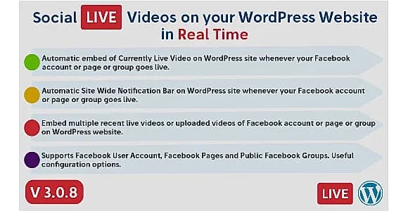 Social Live Video Auto Embed WordPress Plugin