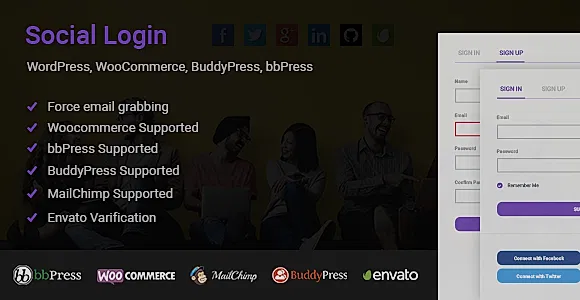 Social Login for WordPress, WooCommerce, BuddyPress, bbPress WordPress Plugin
