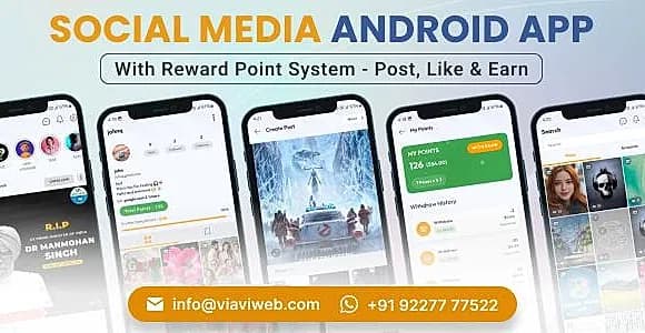 Social Media Android App With Reward Point System - Post, Like & Earn