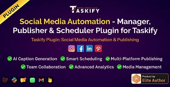 Social Media Automation - Manager, Publisher & Scheduler Plugin for Taskify