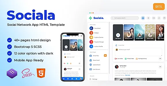 Sociala - Social Network App HTML Template