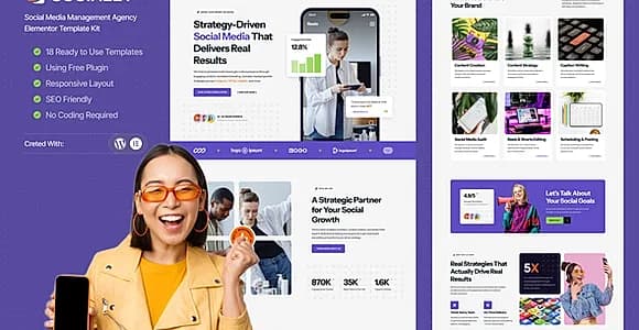 Socialey - Social Media Management Agency Elementor Template Kit