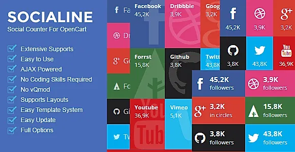 Socialine - Social Counter For OpenCart