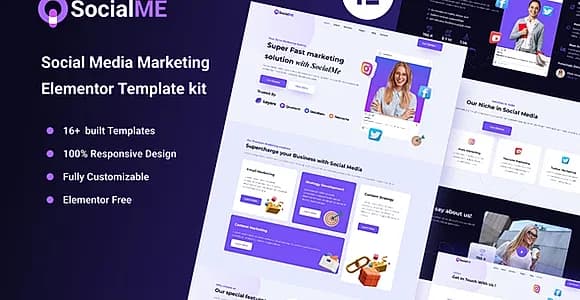 SocialMe - Social Media Marketing Agency Elementor Template Kit