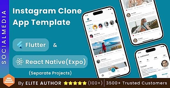 SocialMedia – Social Media / Instagram Clone App UI | Flutter & React Native (Expo)