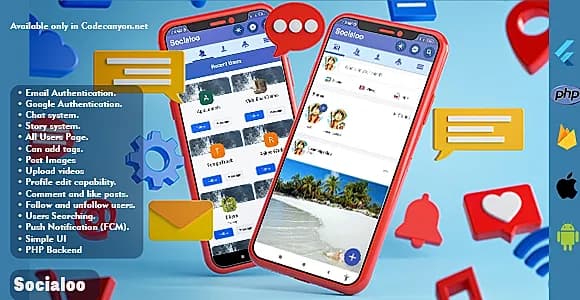 Socialoo - Flutter Facebook Clone with PHP Admin Panel