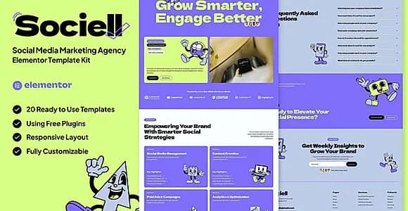 Sociell - Social Media Marketing Agency Elementor Template Kit