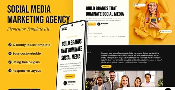 Socivo - Social Media Marketing Agency Elementor Template Kit