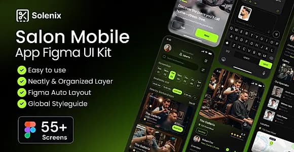 Solenix-Salon Mobile App Figma UI Kit