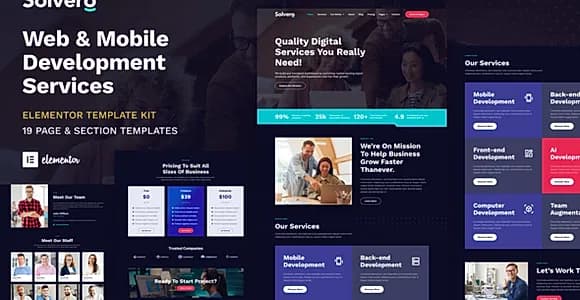 Solvero - Web & Mobile Development Service Elementor Template Kit