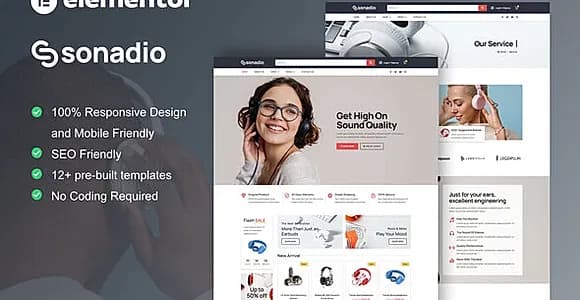 Sonadio - Woocommerce Audio Store Elementor Pro Template Kit
