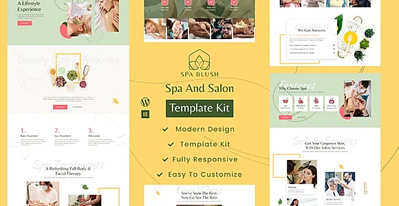 Spa Blush - Beauty Massage & Wellness Elementor Template kit