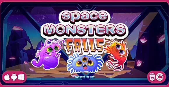 Space Monsters Falls - HTML5 Game Template