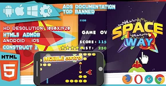 Space Way - HTML5 Game.Construct2 (.capx) + Mobile + Top Banner