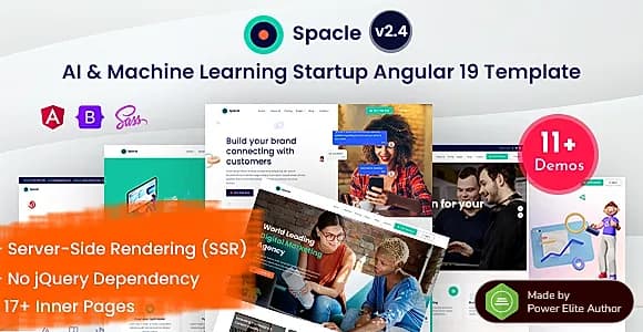 Spacle - Angular 19+ AI Chatbot & Machine Learning Startup Template