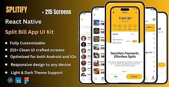 Splitify - Split Bill React Native Expo App Ui Kit