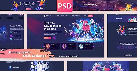 Spovest - Fantasy Sports Stock Exchange PSD template