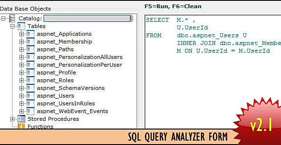 SQL Query Analyzer Form