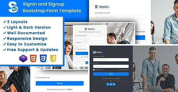 Startu - Signin and Signup Bootstrap Form Template