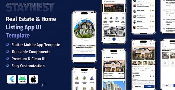Staynest – Real Estate & Home Listing App UI Template