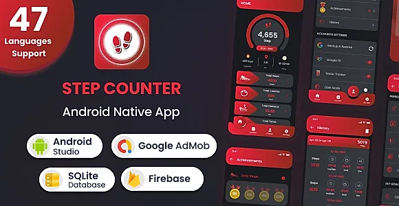 Step Counter - Android Native App (47 Languages)
