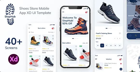 StepHub - Shoes Store Mobile App XD UI Template