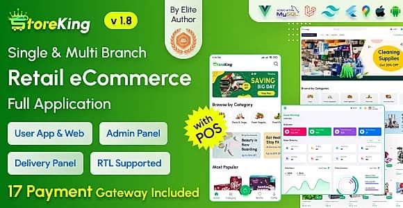 StoreKing - eCommerce (Grocery, Pharmacy, Supershop) App with Laravel Website & Admin Panel with POS